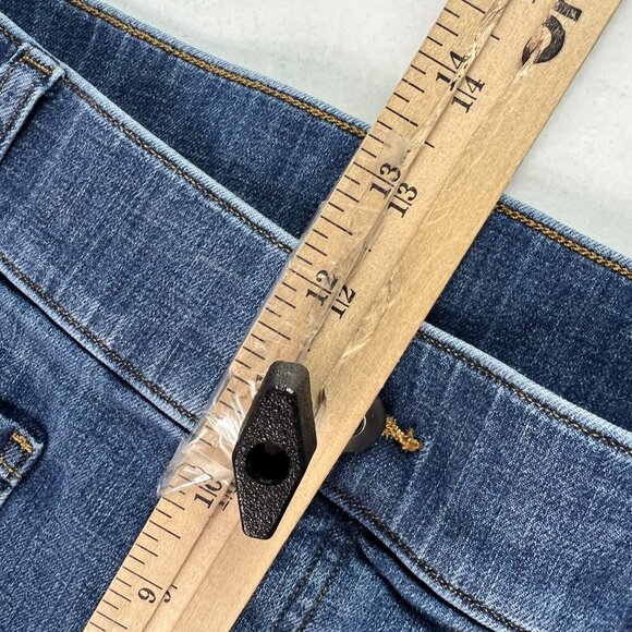 Spanx Jean Women 33x23* Cropped Wide Leg Patch Pockets Blue Stretch Denim Tag XL - Picture 15 of 16